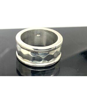 Wedding Band Sterling Silver .925 Spinning Ring 9.5mm Wide Women's Size 7